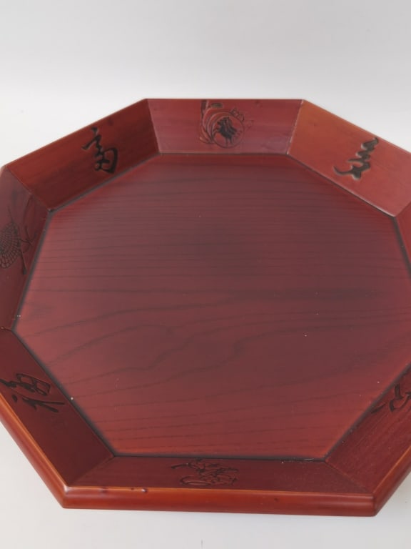 Chinese Wood Hexagonal Tray - 4
