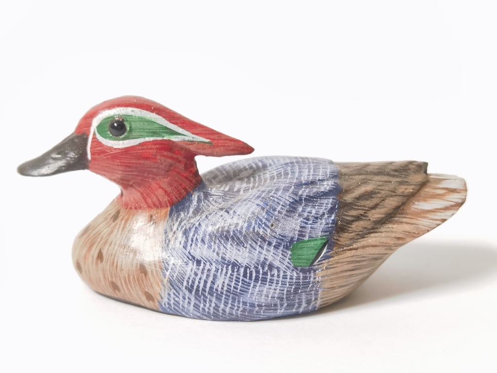 Small Vintage Hand Painted Wood Duck: Vintage Hand Painted Wood Duck, 3.25in