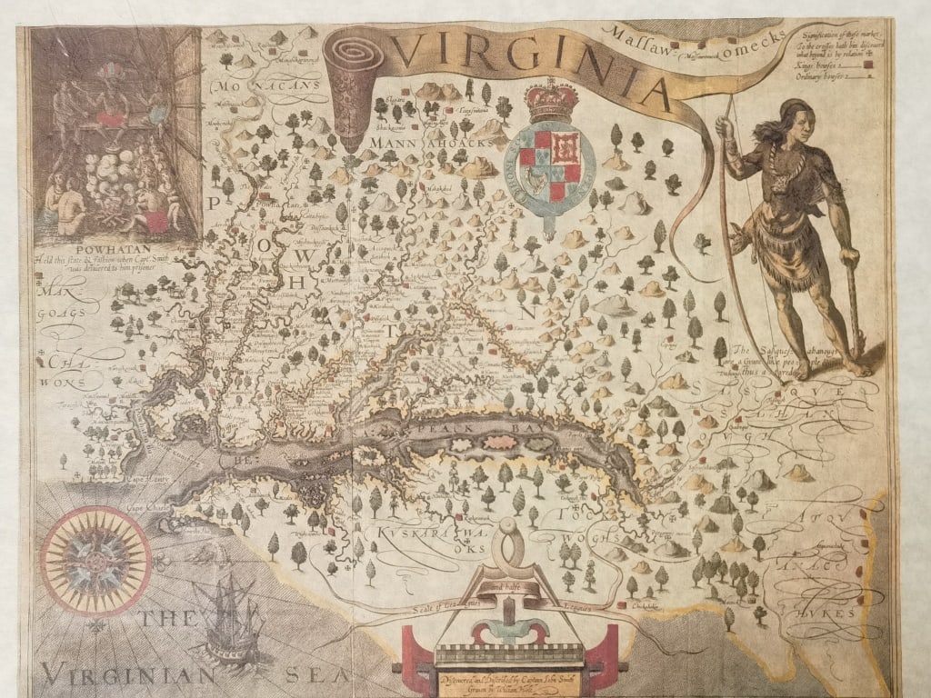 Print of Map of Virginia by John Smith, 1612: Print of Map of Virginia by John Smith, 1612, 13.5in by 10.5in