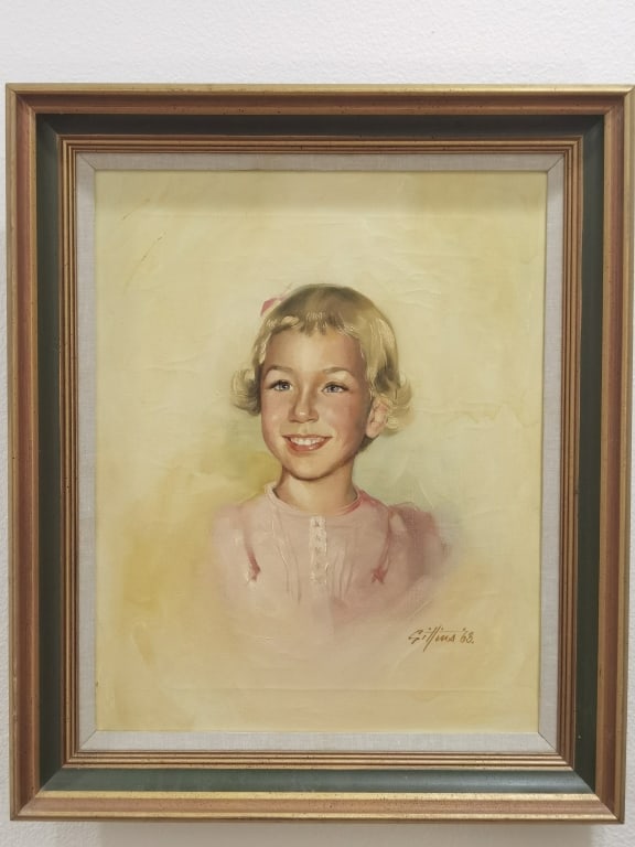 1963 Portrait Oil Painting on Canvas, Signed Gitti: 1963 Portrait Oil Painting on Canvas, Signed Gittins, 25in by 21in