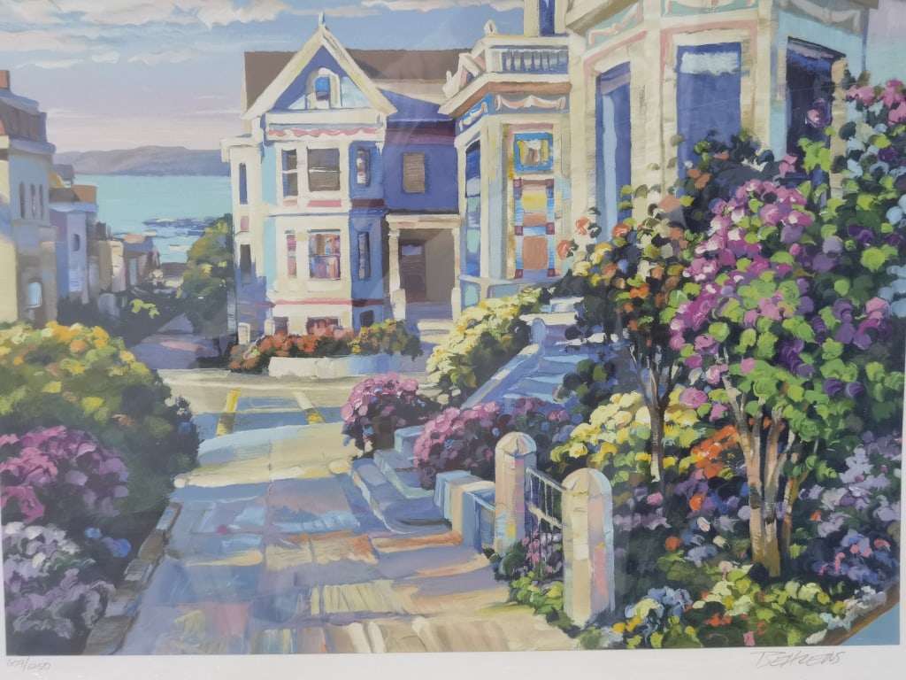 Limited Ed. Grove Street Serigraph, Signed Behrens: Limited Ed. Grove Street Serigraph, Signed Behrens, 20.5in by 26.5in