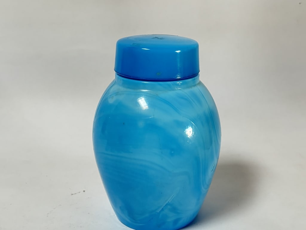 Antique Blue Slag Glass Ginger Jar (1 of 4)