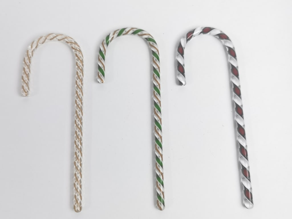 (3) Vintage Murano Italy Art Glass Sugar Cane Orna (1 of 4)