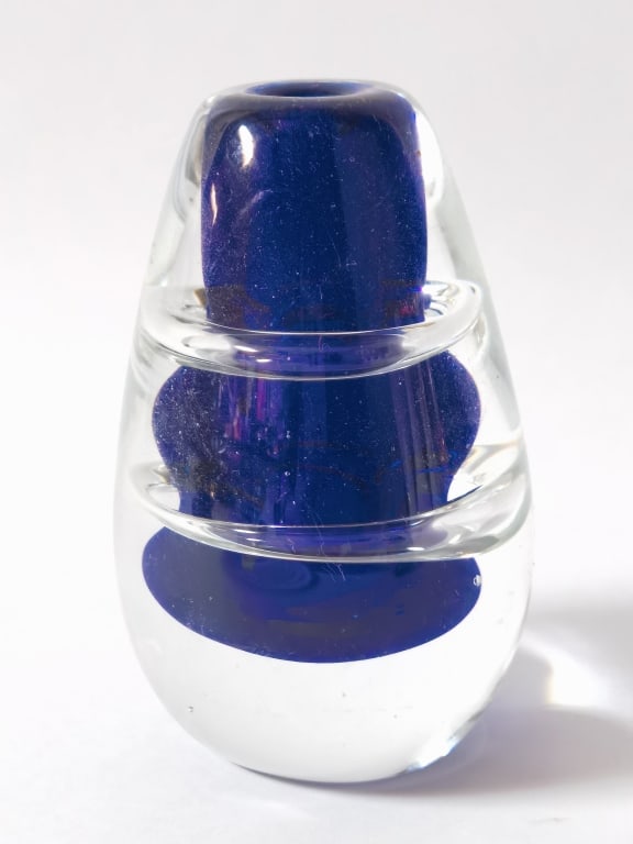 Vintage Murano Italy Bubble Glass Overcast Blue Ar (1 of 3)