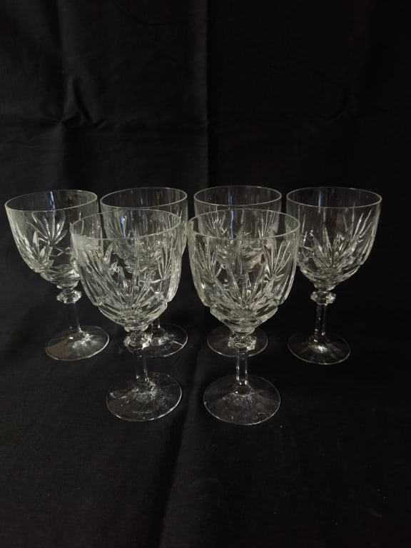 (6) Gorham Crystal Cherrywood Water Goblets (1 of 4)