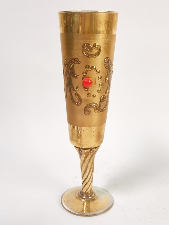 Vintage Murano Italy Gilt Glass Champagne Flute (1 of 4)