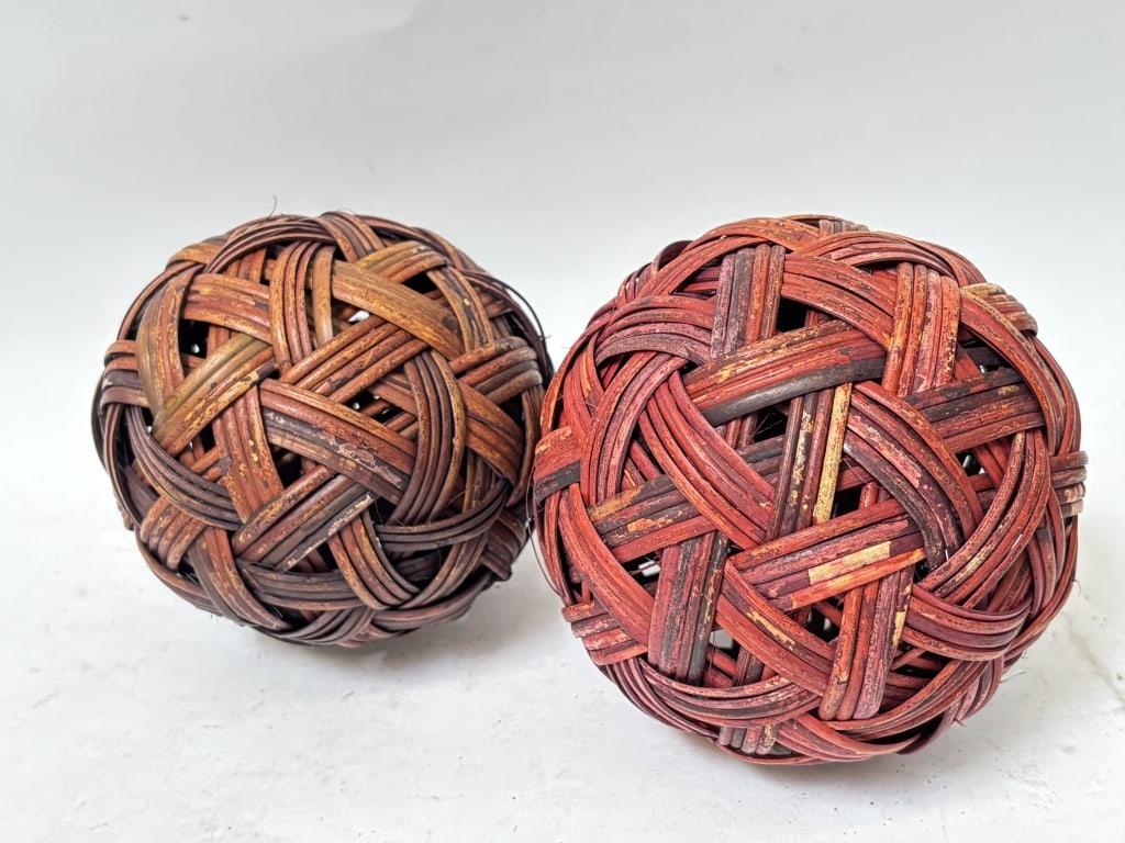 (2) Vintage Woven Balls (1 of 1)