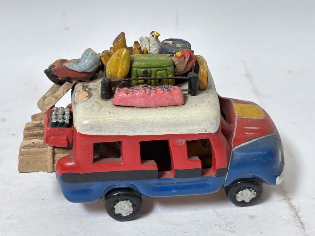 Vintage Wood Carved Car: Vintage Wood Carved Car, 5.25in by 3.5in