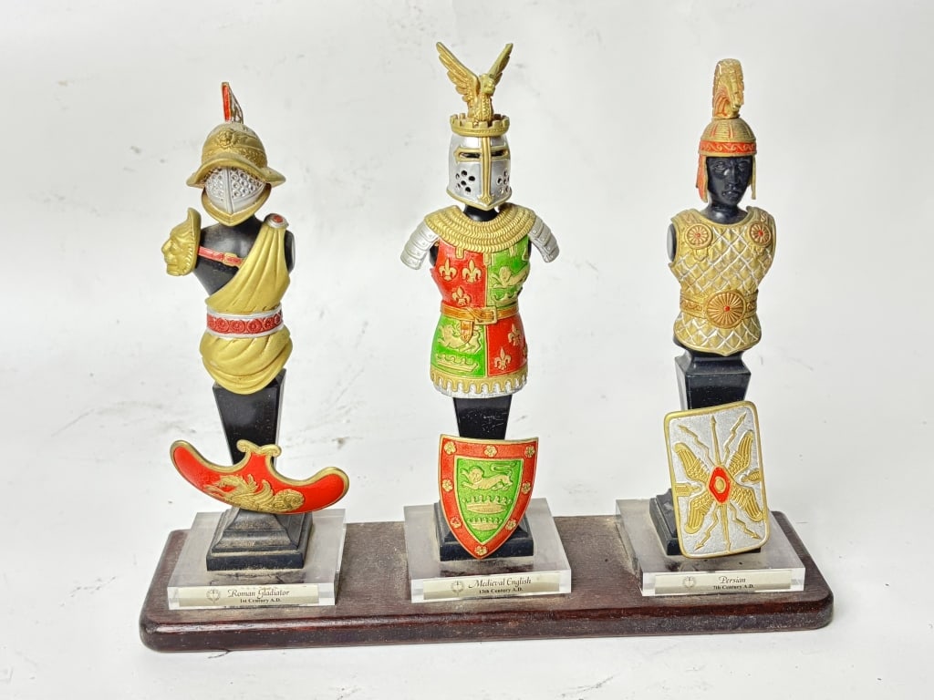 Group of Vintage Medieval Armor Sculptures: Group of Vintage Medieval Armor Sculptures, 8.75in by 10in