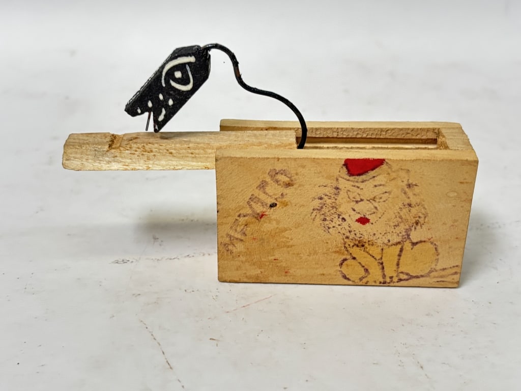 Vintage Wooden Snake-in-the-Box Toy: Vintage Wooden Snake-in-the-Box Toy, 4.75in by 3in
