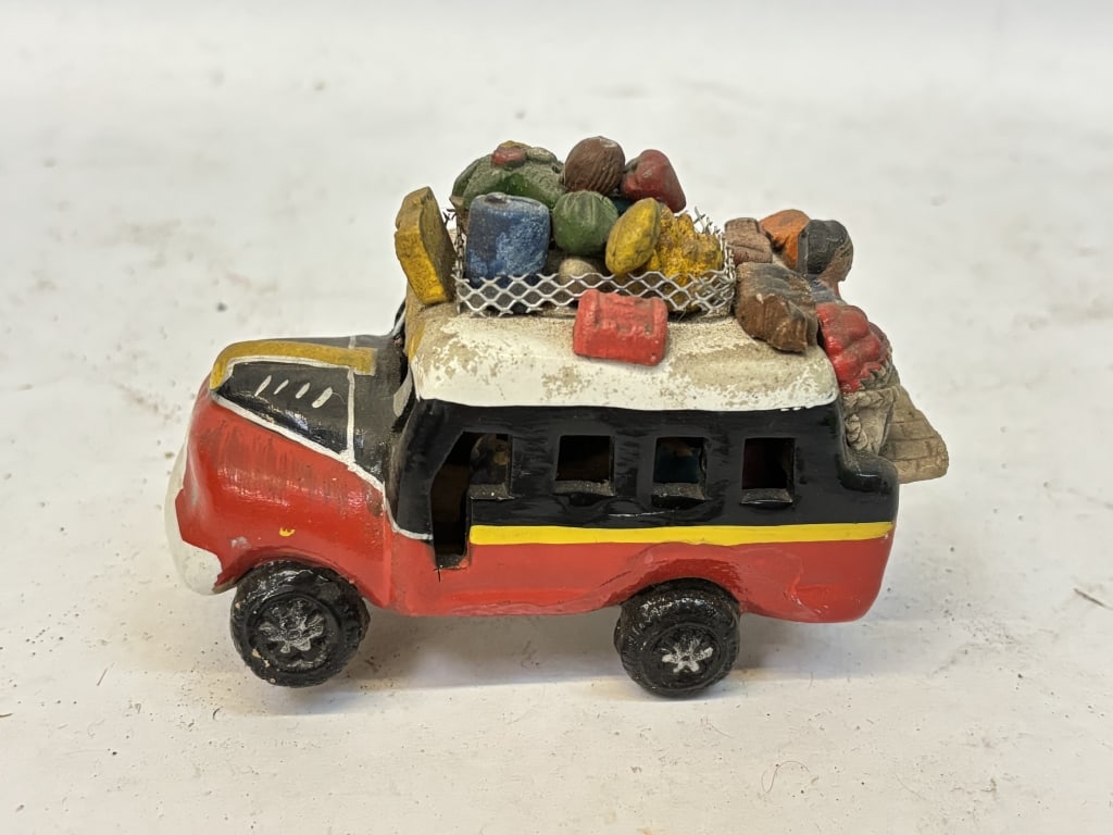 Vintage Hand Made Ceramic Bus Figurine (1 of 4)