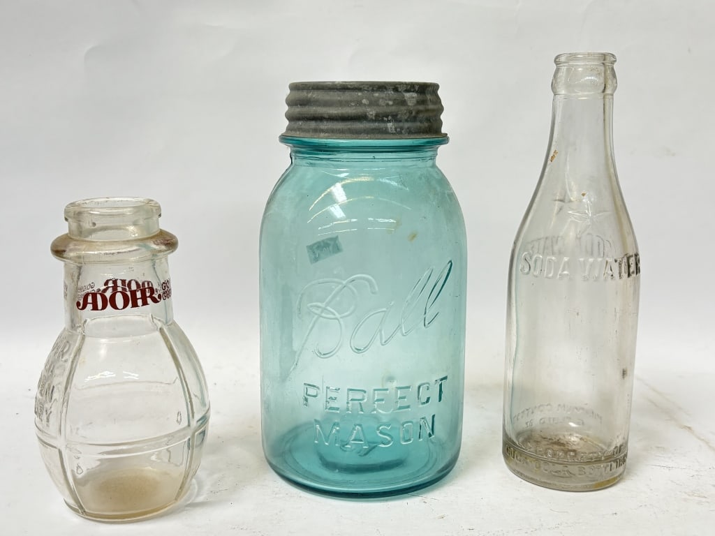 (3) Vintage Glass Bottles (1 of 5)