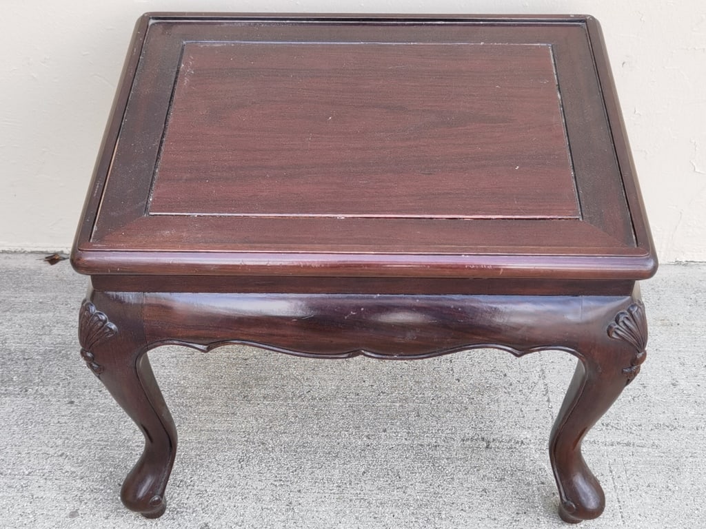 Chinese Rosewood Carved Low Table: Chinese Rosewood Carved Low Table, 19in by 15in by 15in