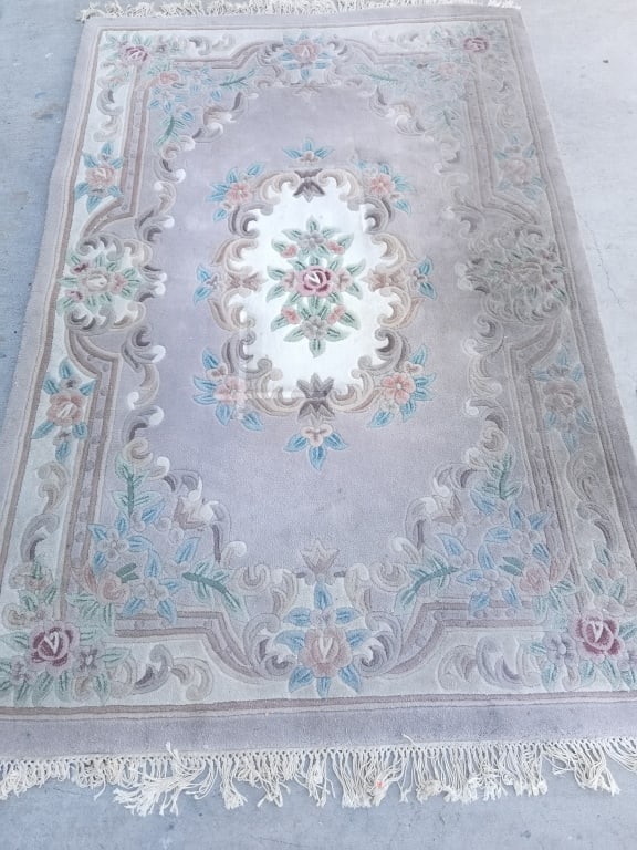 Large Vintage Chinese Wool Rug: Large Vintage Chinese Wool Rug, 103in by 64in