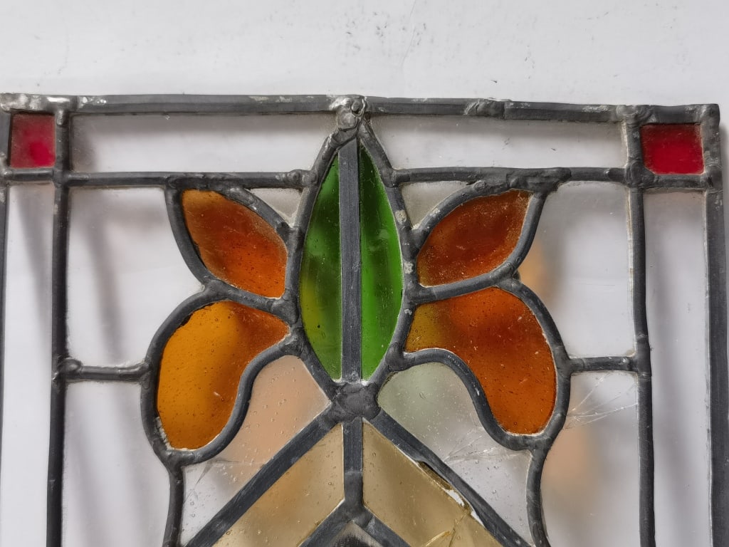 Vintage Rectangular Stained Glass Panel - 2