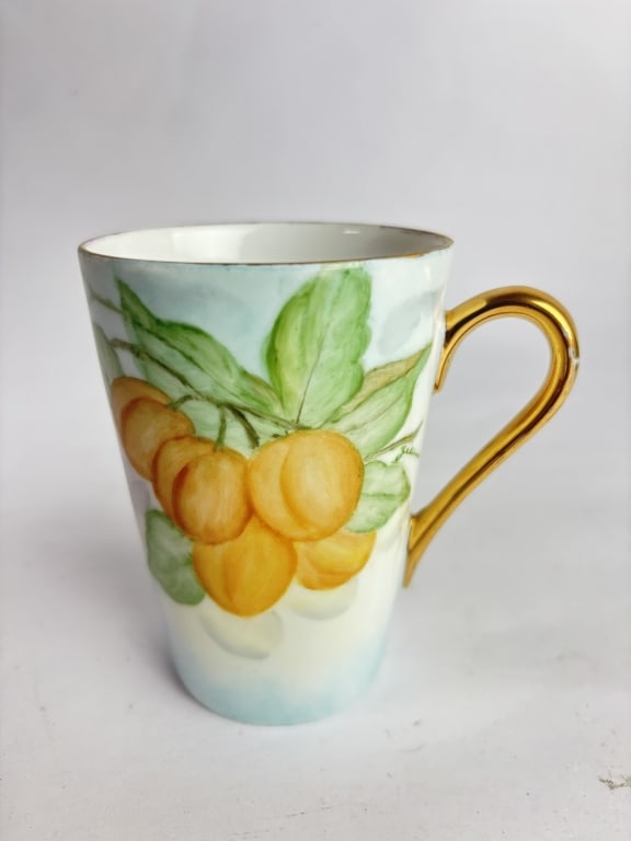 Vintage European Porcelain Hand Painted Apricot Cu (1 of 4)