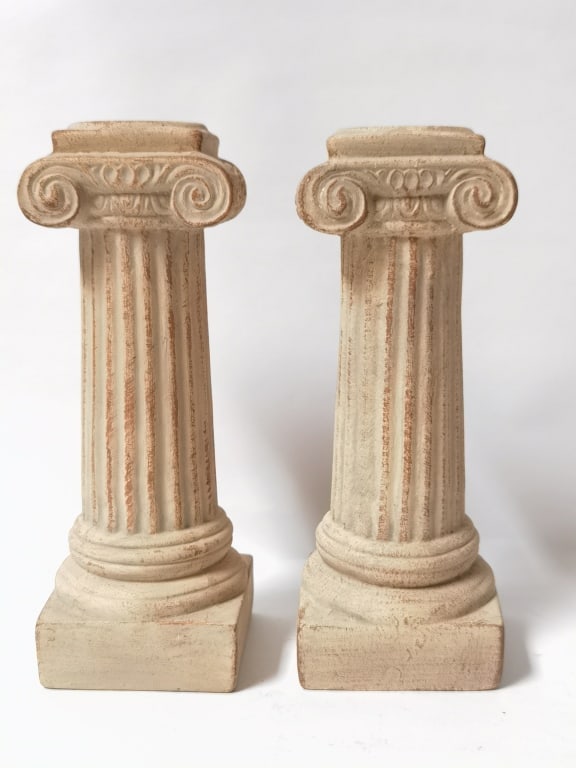 Pr. of Pottery Column Candlesticks (1 of 3)