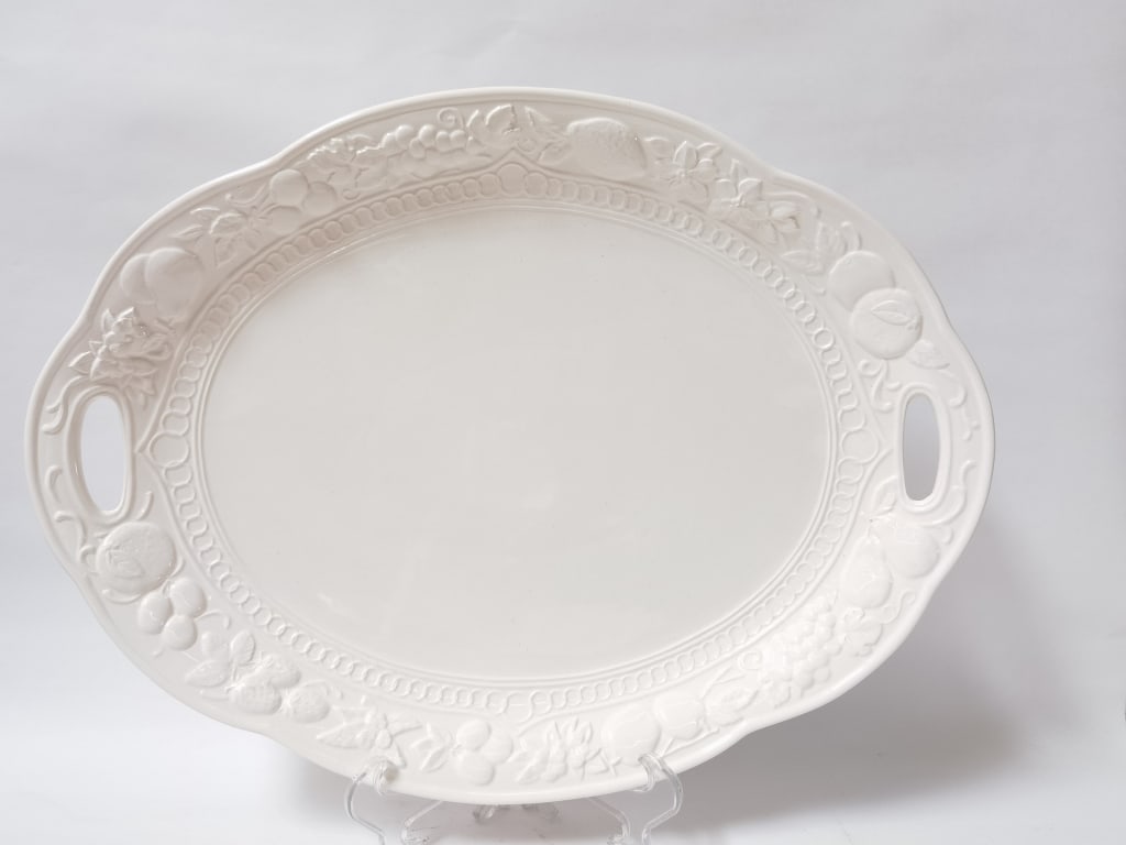 Studio Nova Porcelain Fruit Tray: Studio Nova Porcelain Fruit Tray, 21in by 16in