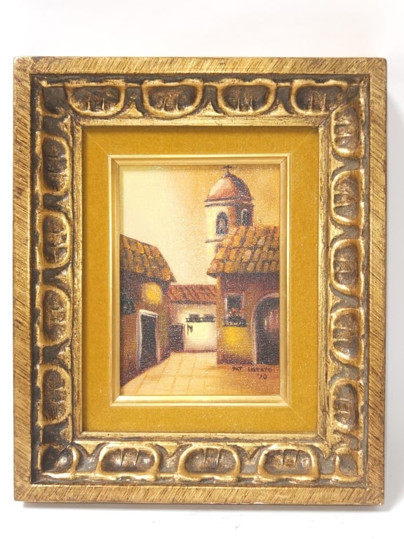 1970 Pat Liberto Courtyard Oil Painting (1 of 4)