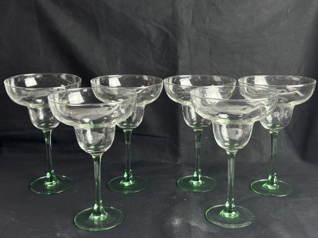 (6) Luminarc Green/Clear Margarita Glasses (1 of 4)