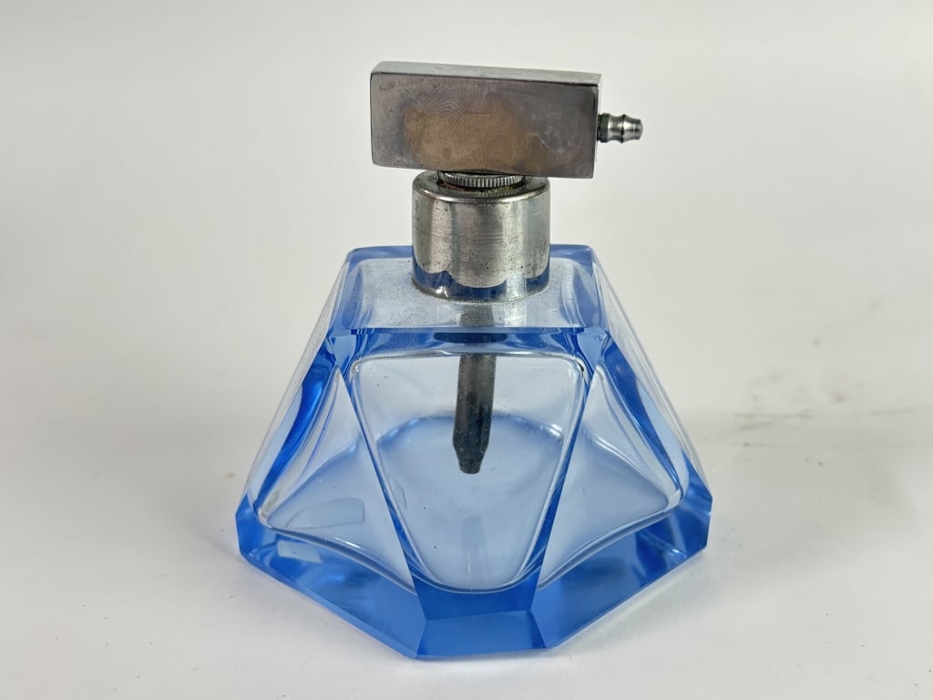 Vintage Moser Blue Glass Perfume Bottle (1 of 3)
