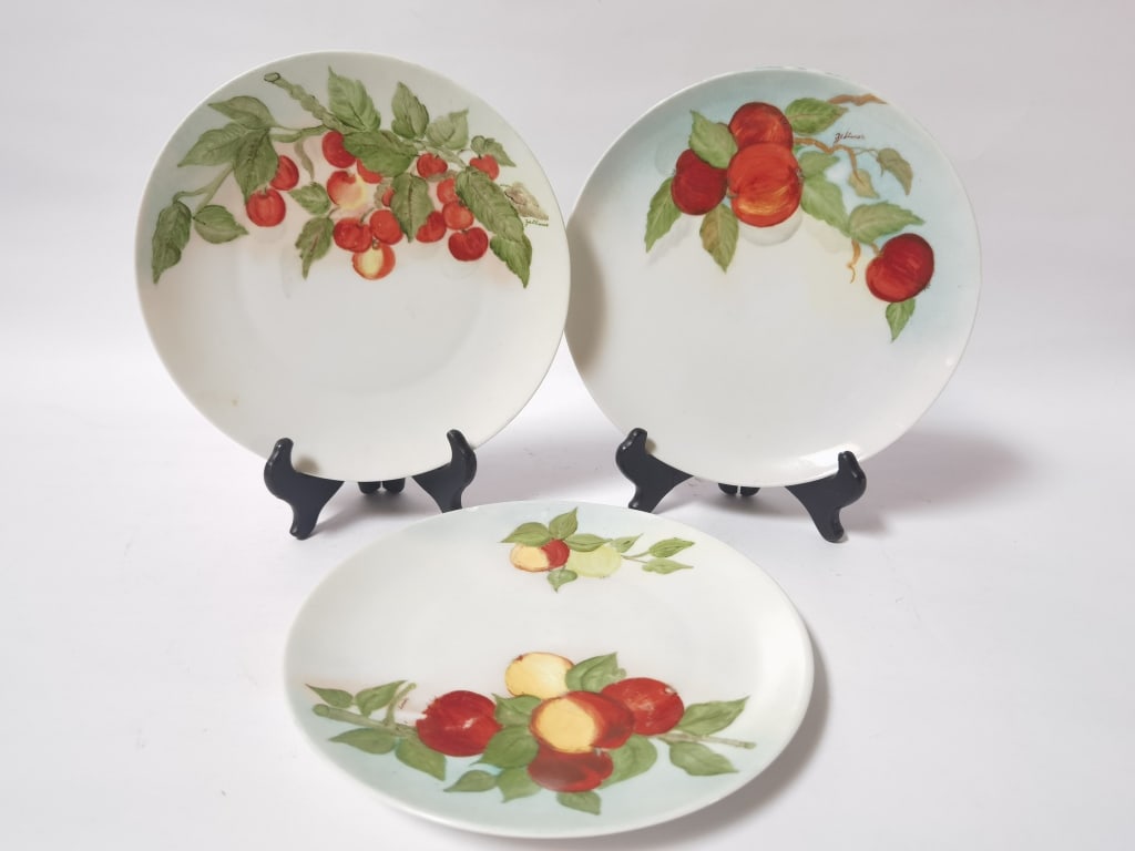 (3) German Bavarian Porcelain Hand Painted Plates (1 of 4)