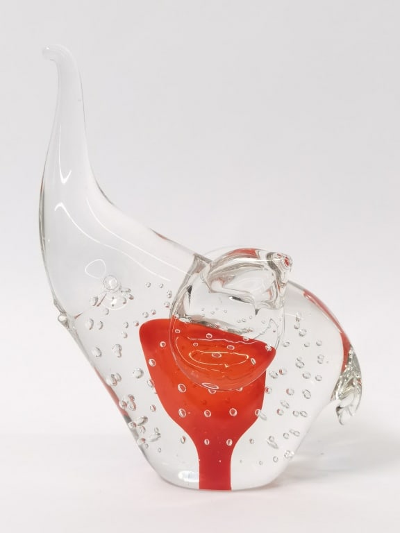 Vintage Murano Italy Bubbled Art Glass Elephant (1 of 3)