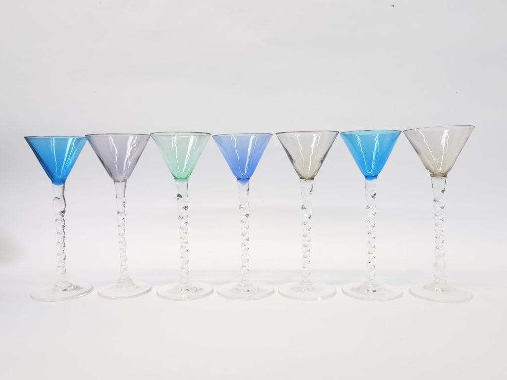(7) Spiral Stem Martini Glasses (1 of 5)