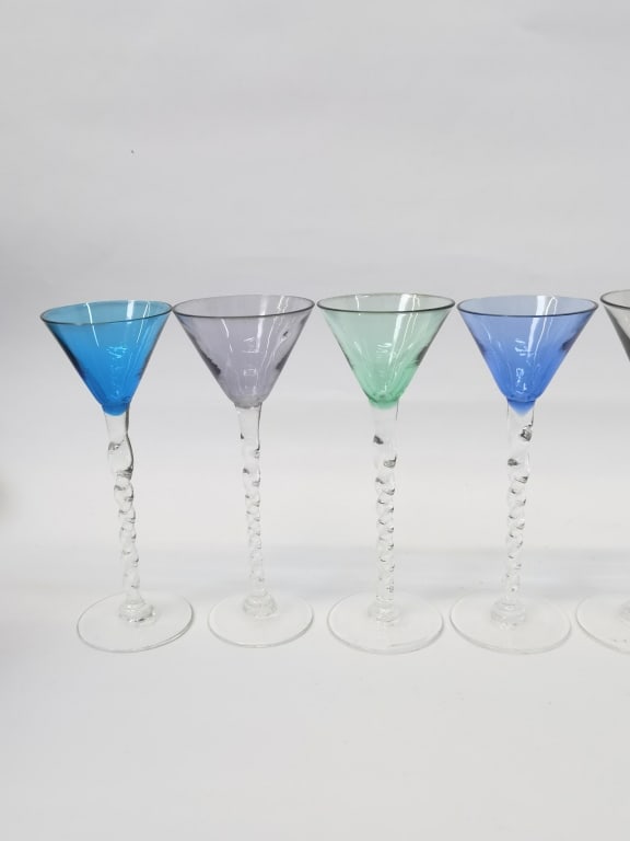 (7) Spiral Stem Martini Glasses - 2