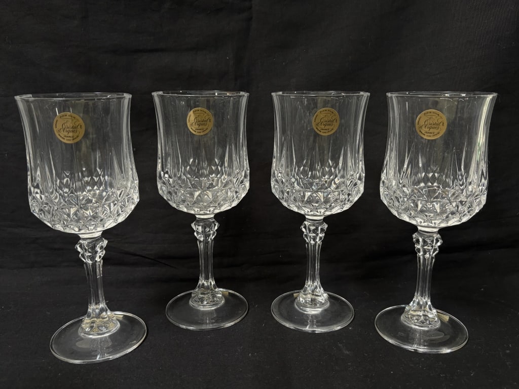 (4) Cristal d'Arques France Crystal Wine Glasses (1 of 4)