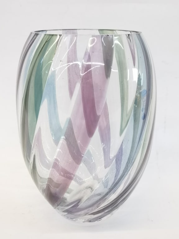 Vintage Bohemian Swirl Art Glass Vase (1 of 3)