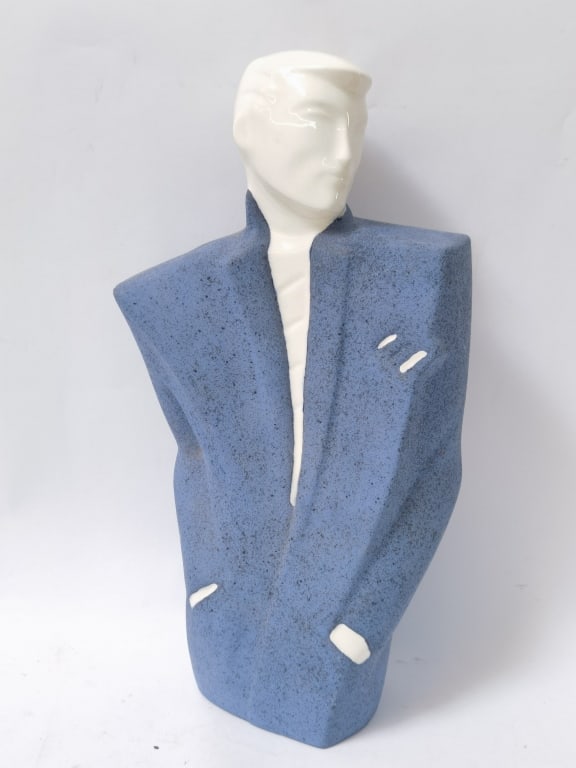 Vintage Post Modern Ceramic Man-in-Suit Figurine: Vintage Post Modern Ceramic Man-in-Suit Figurine, 14.25in