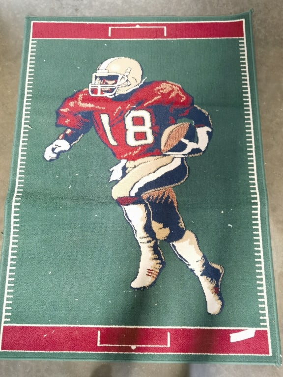 Football Player Rug: Football Player Rug, 56in by 39in