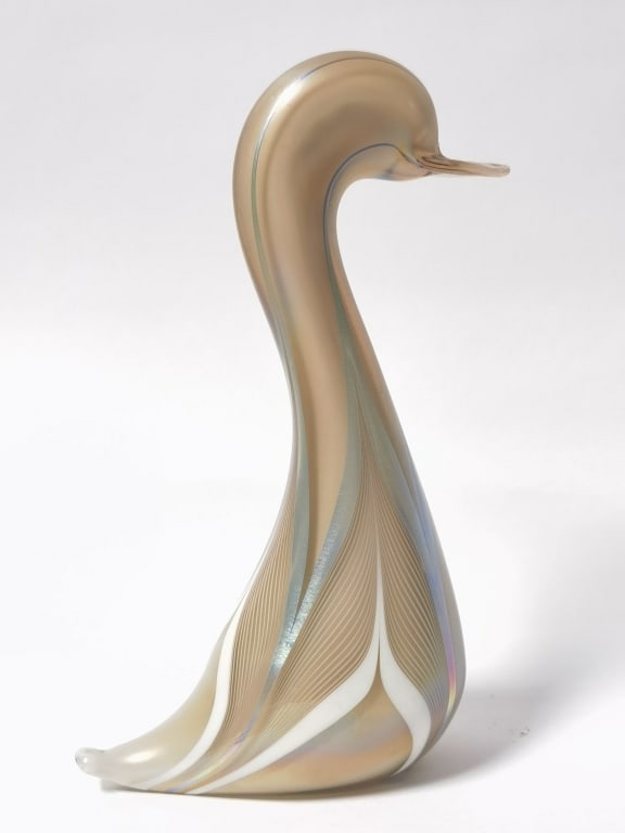 1982 Stuart Abelman Iridescent Pulled Feather Glas - 2