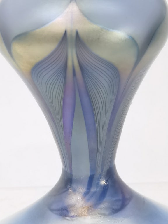 1990 Stuart Abelman Blue Iridescent Pulled Feather - 2