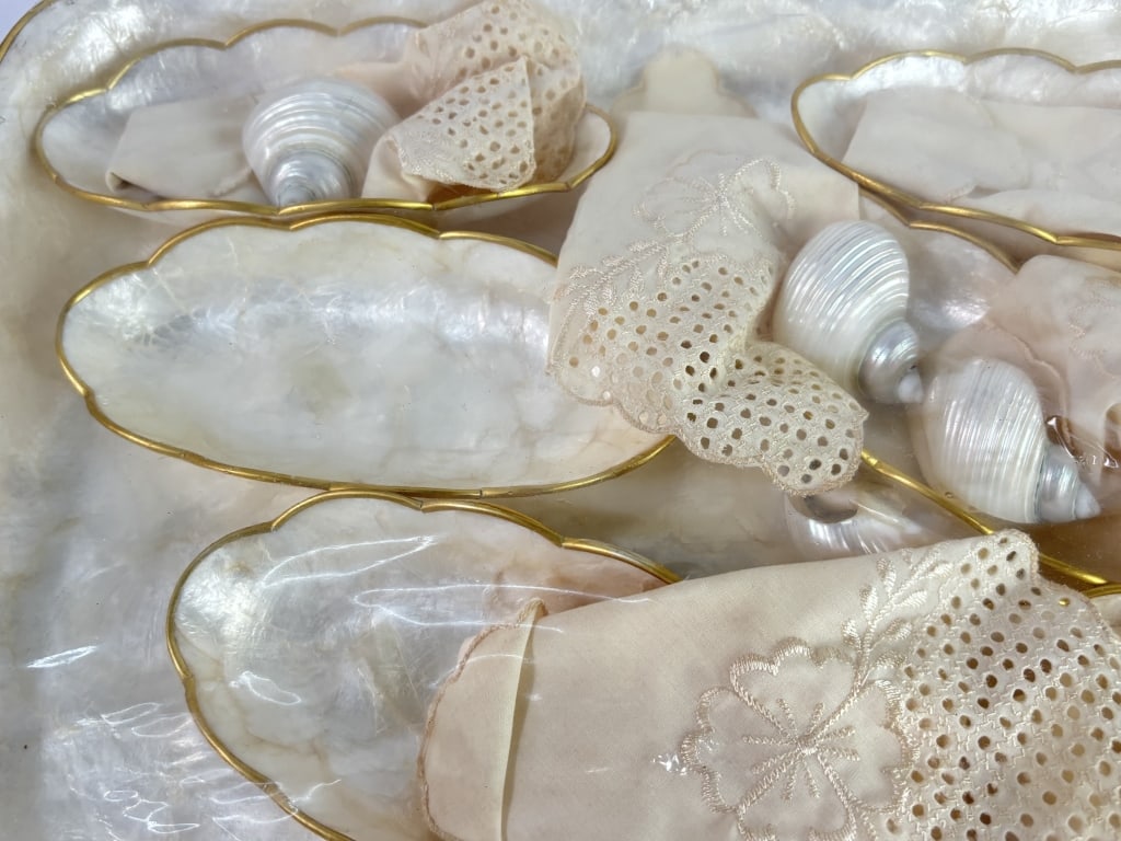 Capiz Shell Serving Tray and Accessory Set - 2