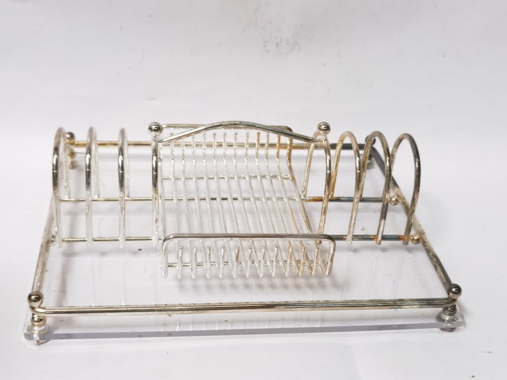 Vintage Silver Plate Toast Rack on Acrylic Base (1 of 3)