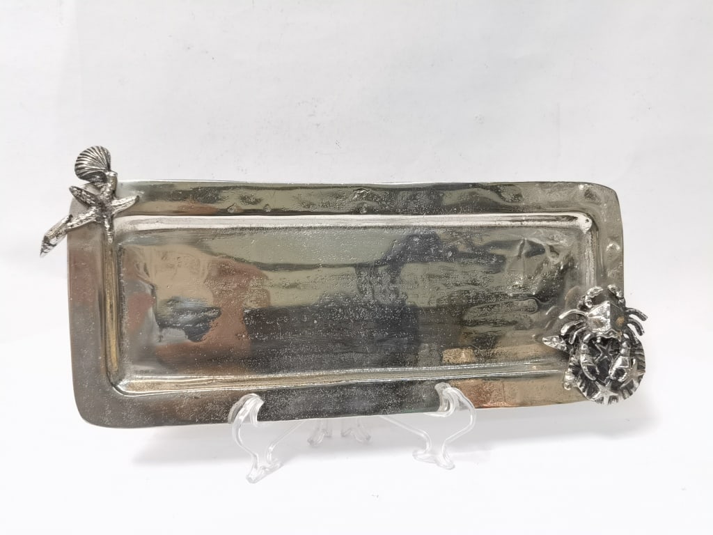 Vintage American Nautical-Themed Silver-Plate Tray (1 of 4)