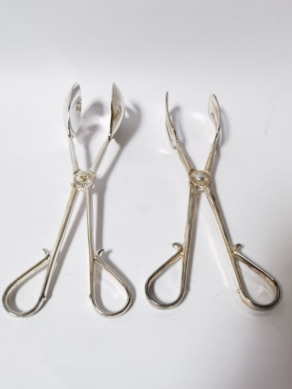 Pr. of Silver-Plated Scissor-Action Serving Tongs (1 of 3)