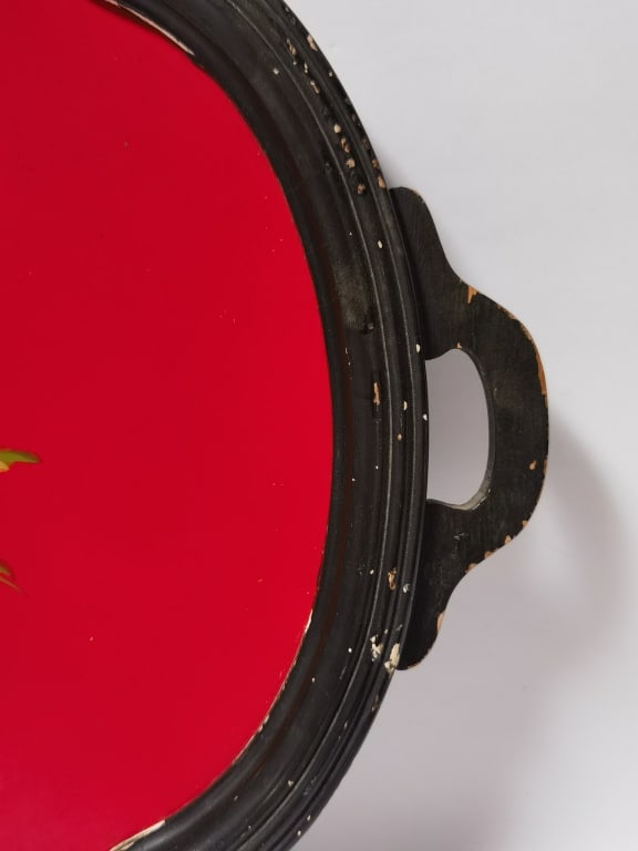 Scalloped Red Toleware Tray - 3