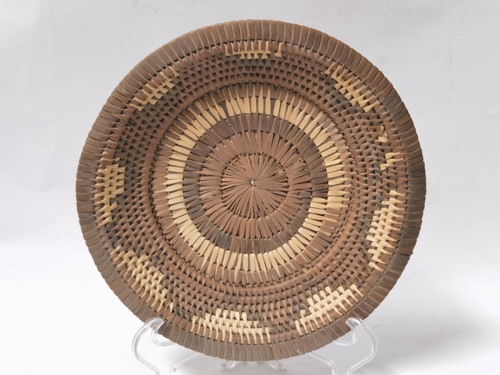 Vintage Earth-Tone Woven Wall Basket (1 of 3)
