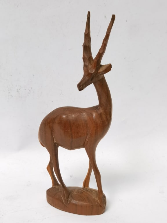 Vintage African Carved Hardwood Gazelle Figurine (1 of 3)