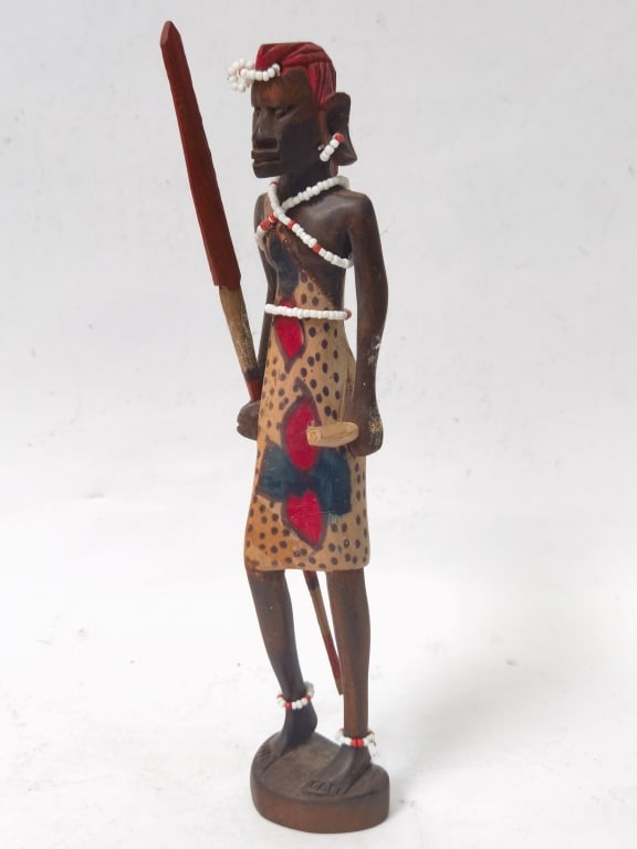 Vintage Beaded African Warrior Figurine (1 of 4)