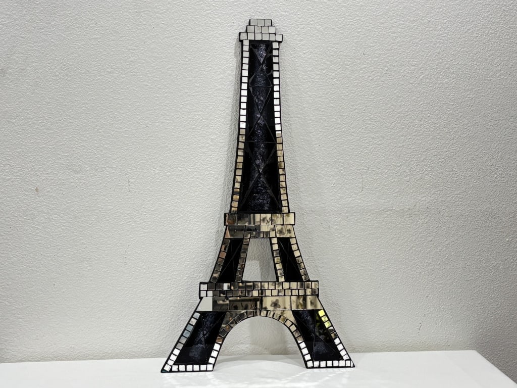 Mosaic Mirrored Eiffel Tower Wall Decor: Mosaic Mirrored Eiffel Tower Wall Decor, 25.5in by 14in