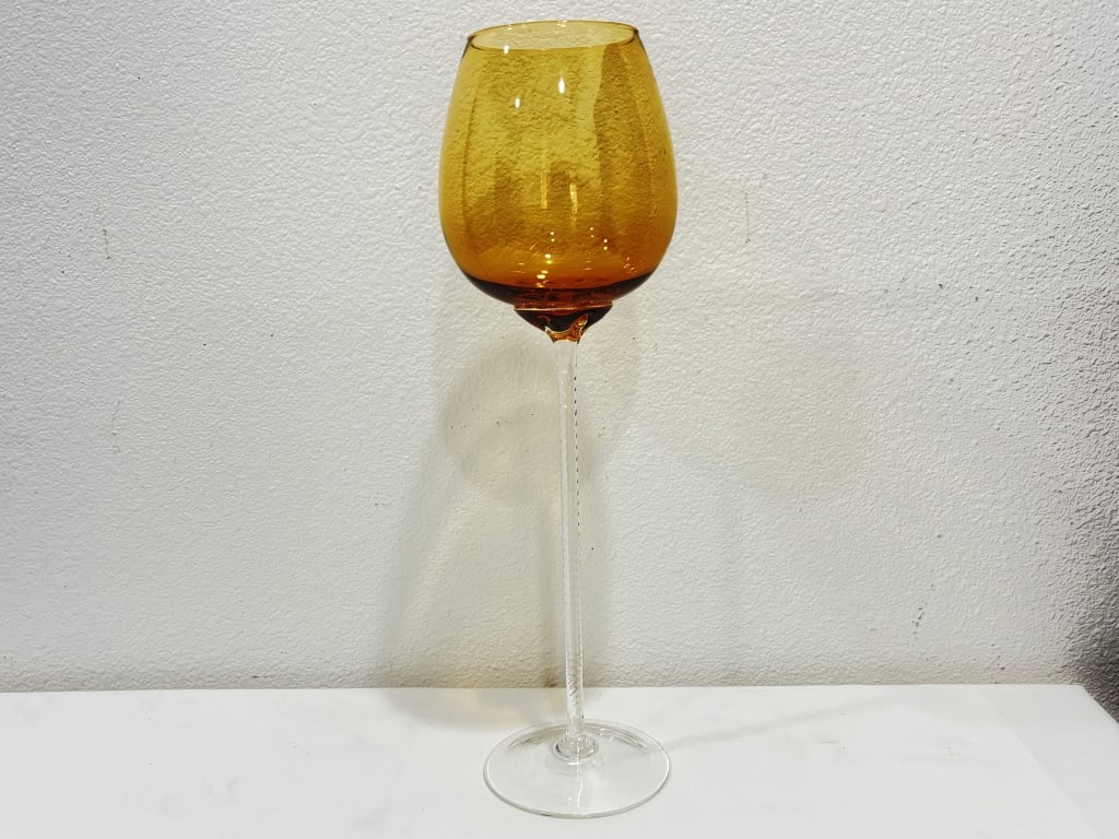 Vintage Tall Amber Glass Candle Holder (1 of 4)