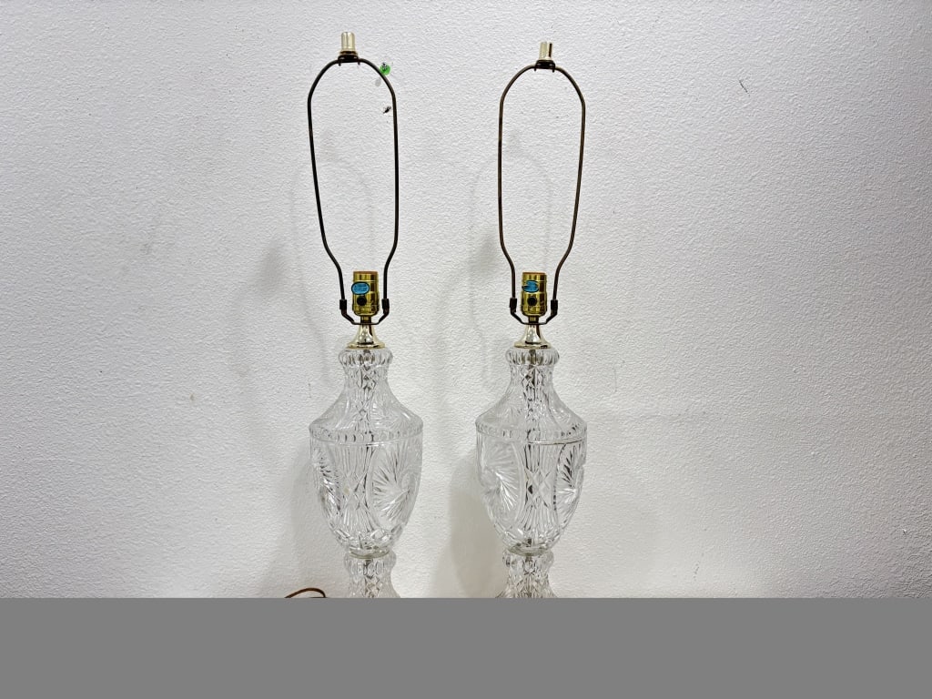 Pr. of Vintage Cut Crystal Vase Lamps (1 of 6)