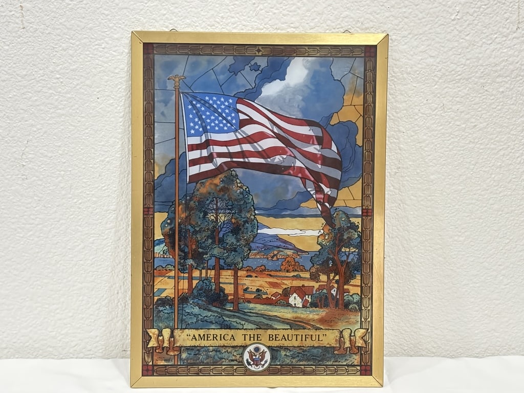 "America The Beautiful" Print on Glass: "America The Beautiful" Print on Glass, 13in by 9.25in