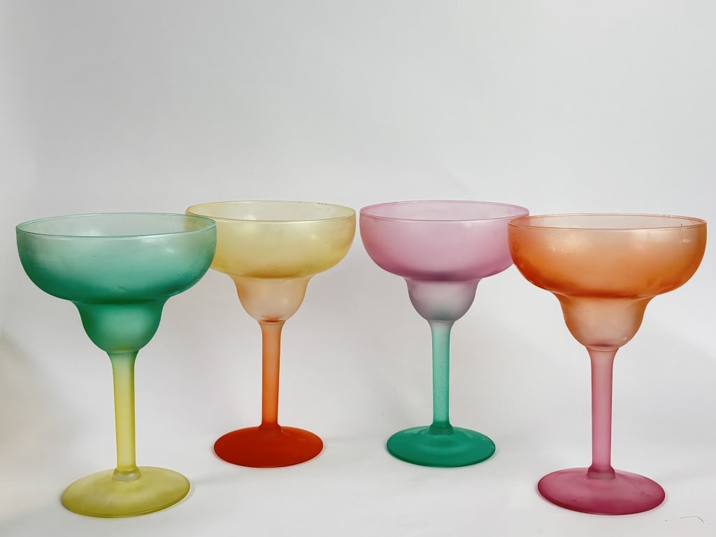 (4) Frosted Colorful Margarita Glasses (1 of 4)