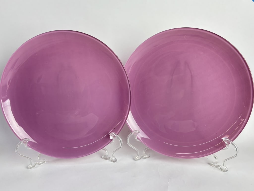 Pr. of Amethyst Art Glass Plates (1 of 2)