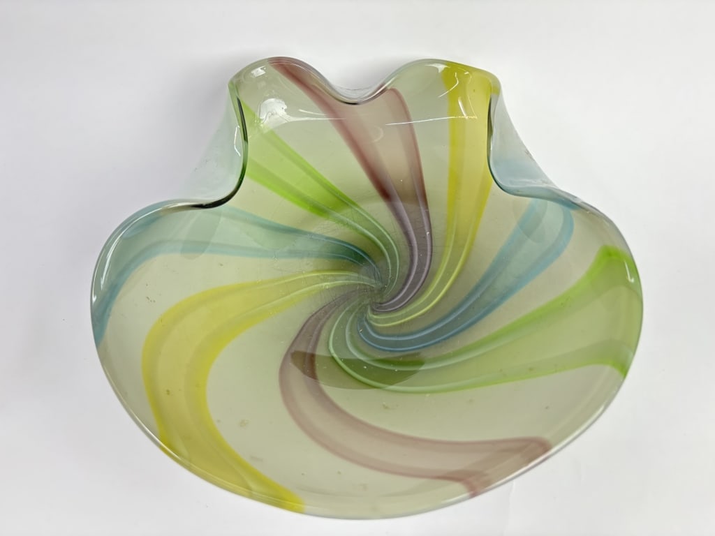 Vintage Murano Italy Colored Swirl Art Glass Bowl (1 of 5)